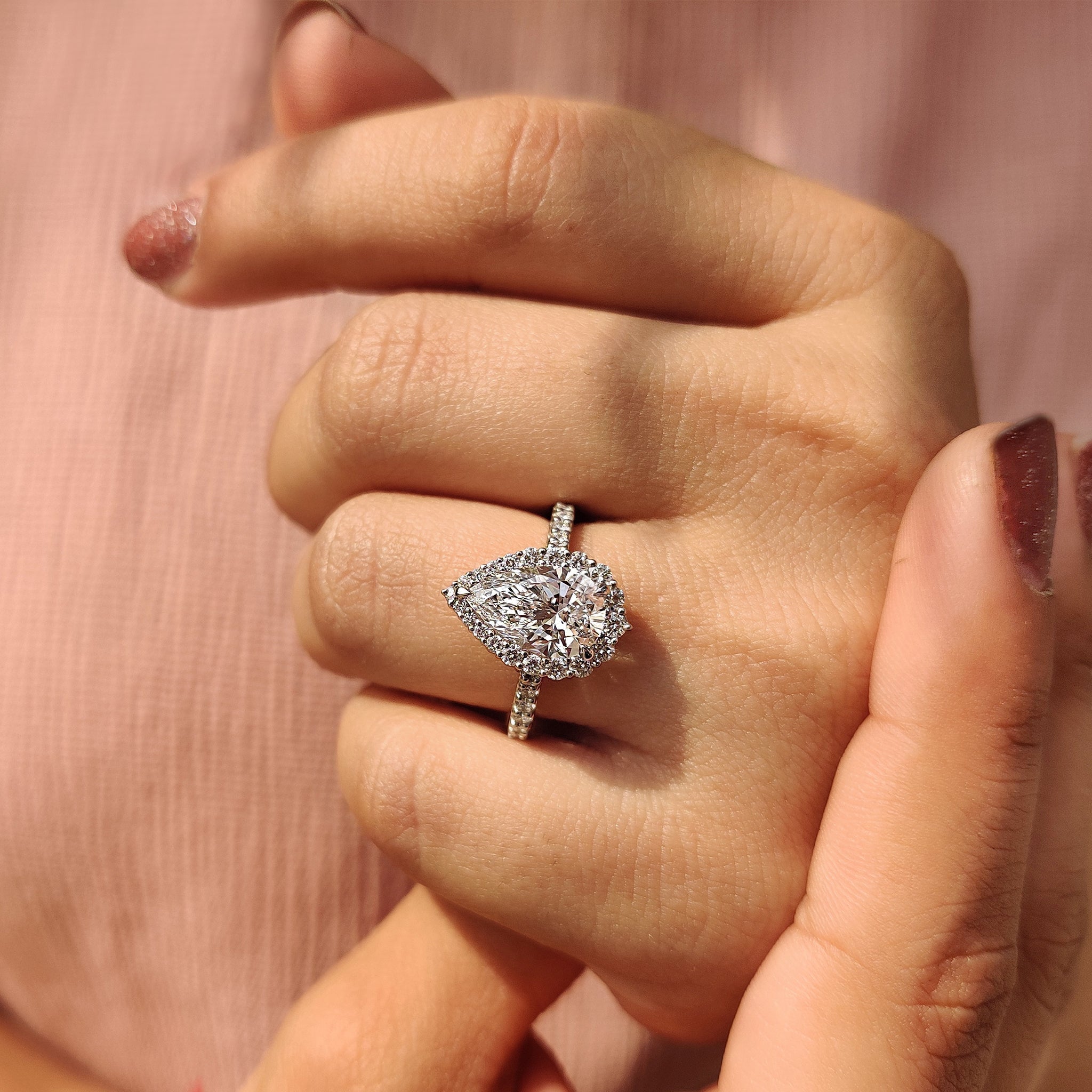 Cushion Hidden Halo Lab Grown Diamond Engagement Ring